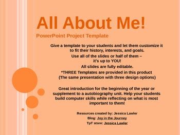 All About Me PowerPoint Tem... by Joy in the Journey by Jessica Lawler | Teachers Pay Teachers