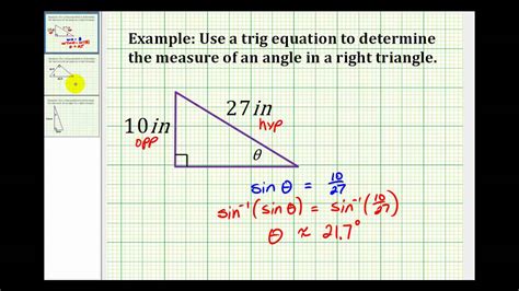 Example: Determine the Measure of an Angle of a Right Triangle Using a Trig Equation - YouTube