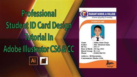 How To Professional Student Id Card Design Tutorial In Adobe Illustrator Cs6 & Cc For High ...