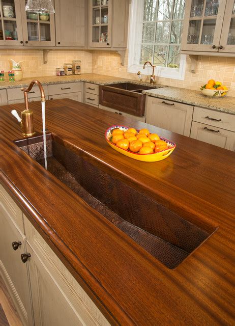 Brass trough sink in kitchen island - Traditional - Kitchen - DC Metro - by MARK IV Builders, Inc