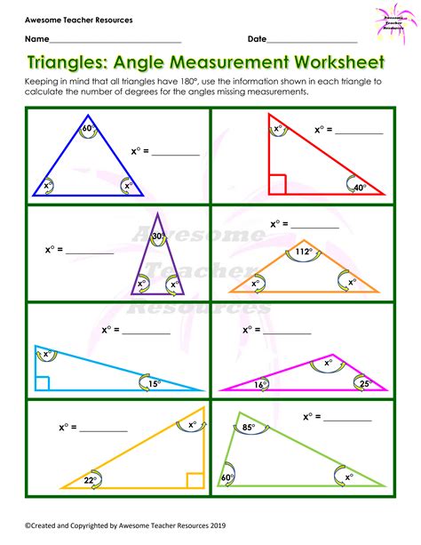 Angles In A Triangle Worksheet