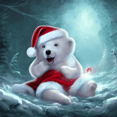 Cute Polar Bear Baby with Santa Hat · Creative Fabrica