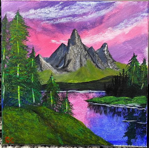 Alaskan Mountains at Sunset Acrylic Painting on Canvas | Etsy