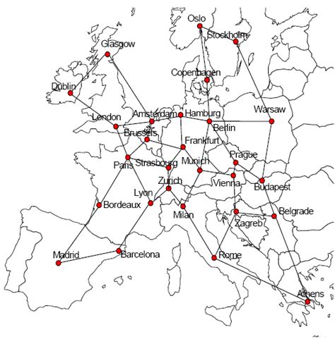 5: Example of a core network: the European backbone network. | Download Scientific Diagram