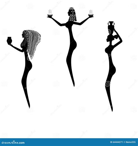 A Set of Silhouettes of Women of the Ancient Tribes of Africa Stock Vector - Illustration of ...