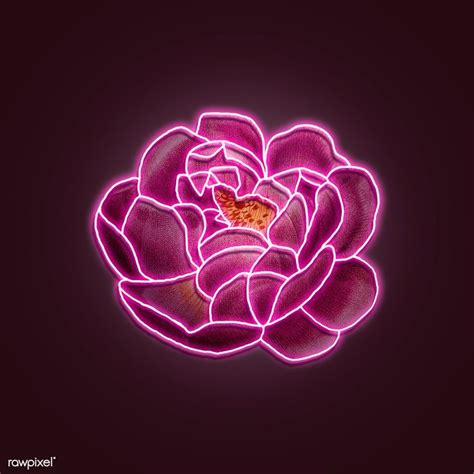 Neon pink rose mockup | premium image by rawpixel.com / Awirwreckkwrar | Neon flowers, Neon ...