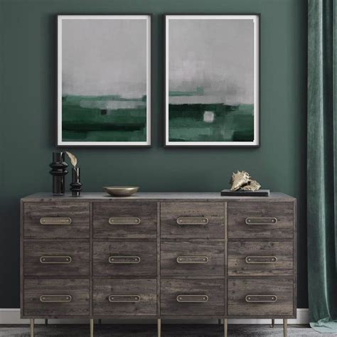 Green and Gray Set Abstract Art, Large Downloadable , Modern Abstract Print, Green Minimalist ...