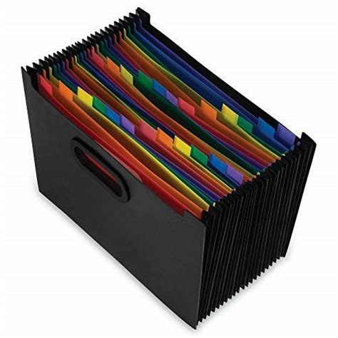 File Organizer Accordion File Folder 24 Pockets Multi-Color Plastic Stand Bag - Files & Supplies