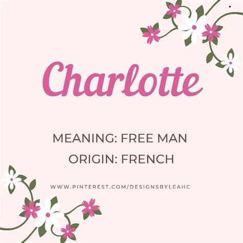 Charlotte | Girl names with meaning, French baby names, Names with meaning