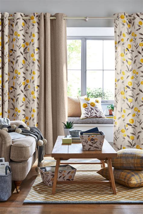 Buy Ochre Eden Floral Print Eyelet Curtains from the Next UK online shop | House in 2019 ...