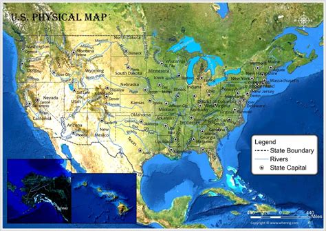 Physical Map of USA, United States Physical Map - Whereig.com