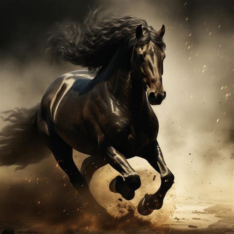 Premium AI Image | Black Horse Running