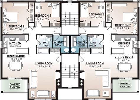 8 unit, 2 bedroom, 1 bathroom Modern Apartment House Plan 7855 - 7855