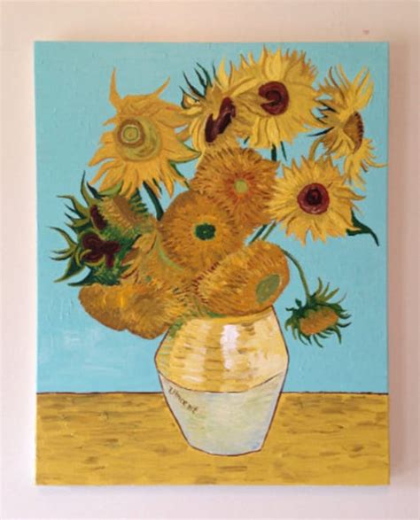 Hand Painted Vincent Van Gogh Sunflowers Painting Reproduction - Etsy