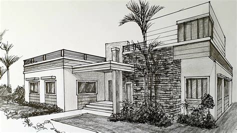 Drawing a modern house in two point perspective timelapse – Artofit