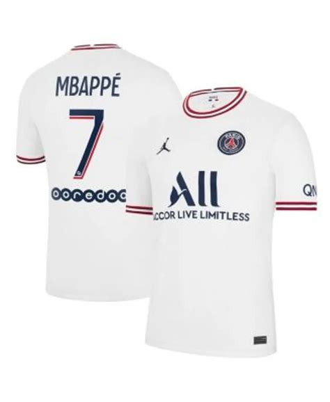 Jordan Men's Brand Kylian Mbappe White Paris Saint-Germain 2021/22 Fourth Replica Jersey | Mall ...