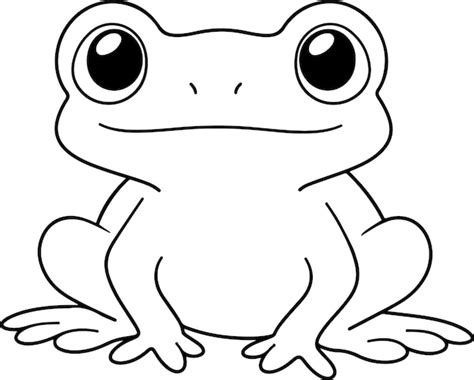 Premium Vector | Frog vector illustration black and white frog coloring book or page for children