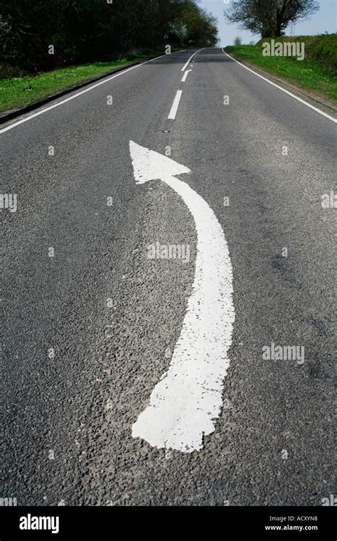 Arrow shaped Road Markings on Highway Stock Photo - Alamy