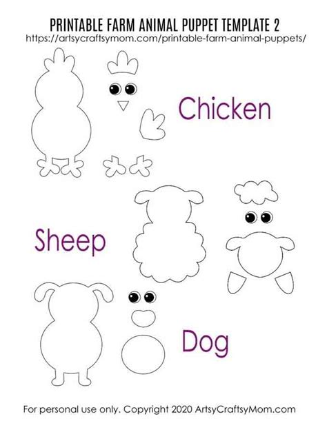 Printable Farm Animal Puppets Craft for Kids