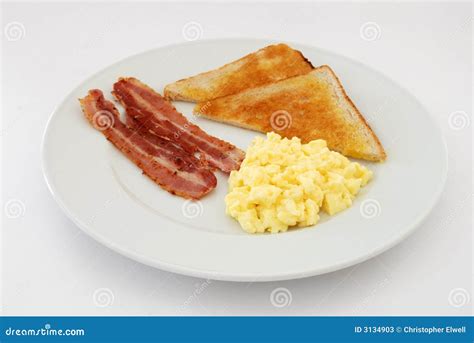 Scrambled eggs with bacon stock image. Image of fatty - 3134903