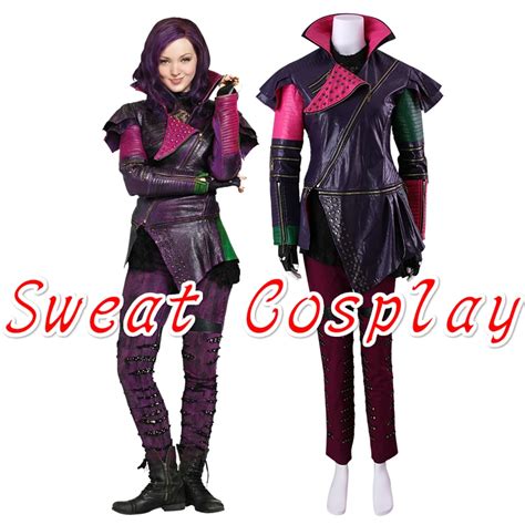 High Quality Descendants Maleficent Daughter Mal Costume Adult Women Jackets +Pants+Gloves ...