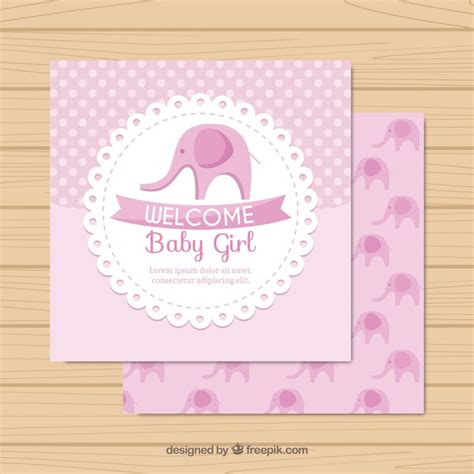 Premium Vector | Pink baby girl card