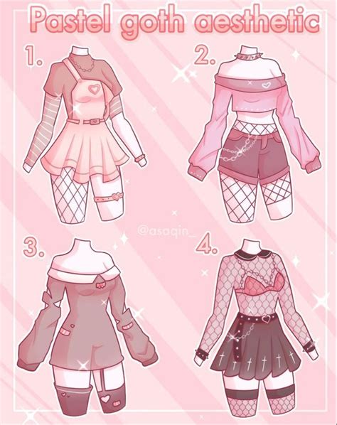 @asaqin_ pastel goth aesthetic | Pastel goth outfits, Drawing anime clothes, Fashion design drawings