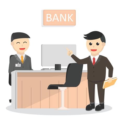 bank teller serve businessman design character on white background 10890088 Vector Art at Vecteezy