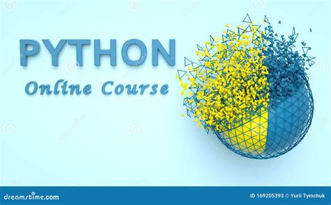 3D Illustration Of Python Online Course Advertisement. Python Language E-learning. Banner For ...