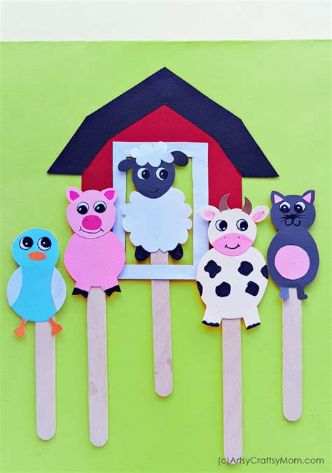 Printable Farm Animal Puppets Craft for Kids