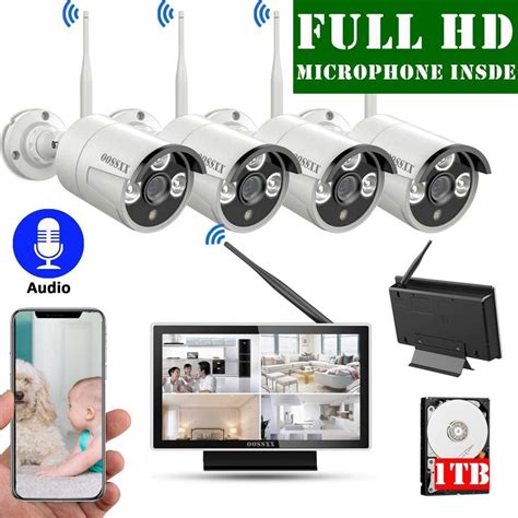 Wireless Security Camera System with Monitor, OOSSXX Home Surveillance Cameras System, 8CH NVR ...