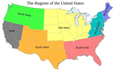 The Regions of the United States - US Regions Map