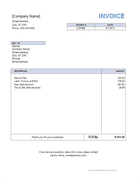 Invoice Template for Word - Free Basic Invoice