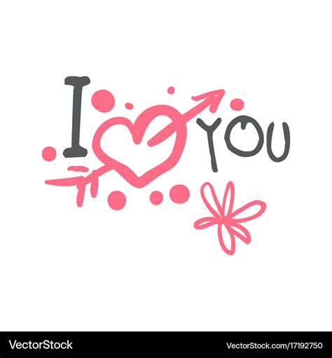 I love you logo template colorful hand drawn Vector Image