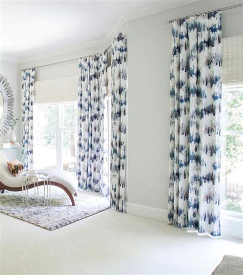 Blue white curtains navy white drapes curtain panels watercolor print – JLL HOME