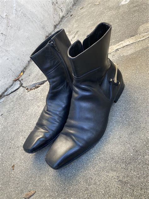 Mens Gucci Black Leather Ankle Boots Silver Horsebit … - Gem