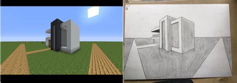 Tried to draw a modern house from minecraft. : r/Minecraft