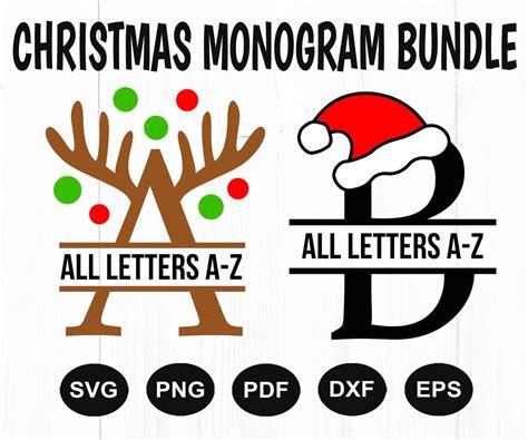 Christmas Svg Bundle, Christmas Font Svg, Christmas Monogram Letters Svg, Santa Svg, Christmas ...