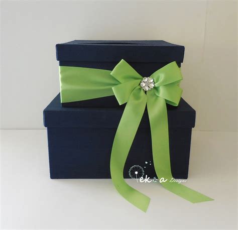 Wedding Gift Card Box / Wedding Card Box / Wedding Money Box / Wedding Card Holder / 2 Tier navy ...