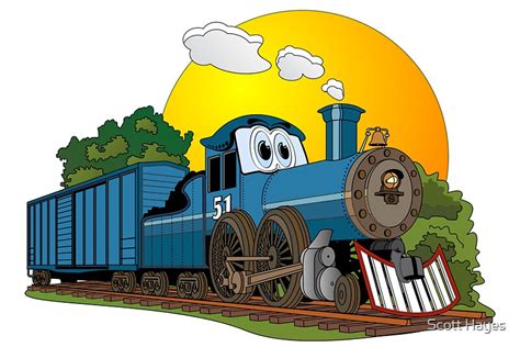 "Blue Steam Locomotive Cartoon" Photographic Prints by Graphxpro | Redbubble