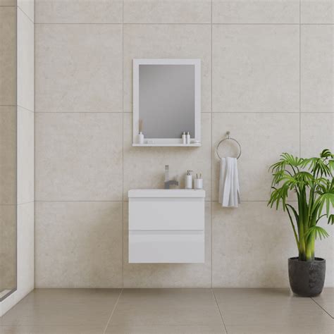 Alya Bath Paterno 24 inch Wall Mount Bathroom Vanity, White