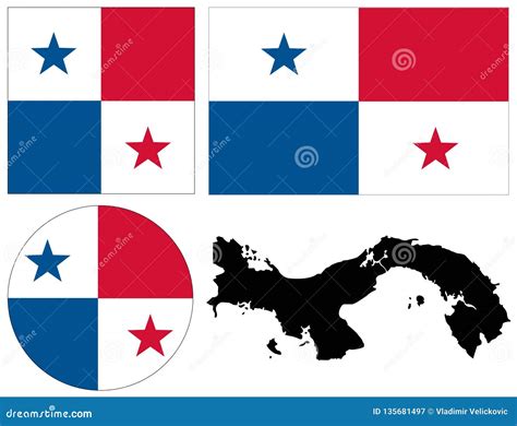 Panama Flag and Map - Republic of Panama Stock Vector - Illustration of sign, star: 135681497