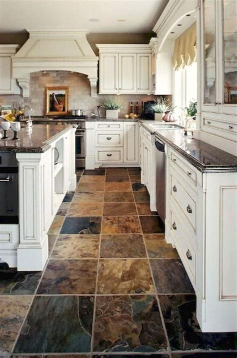 Beautiful Kitchen Floor Tiles Design Ideas 21 | Slate kitchen, Rustic flooring, Rustic kitchen ...