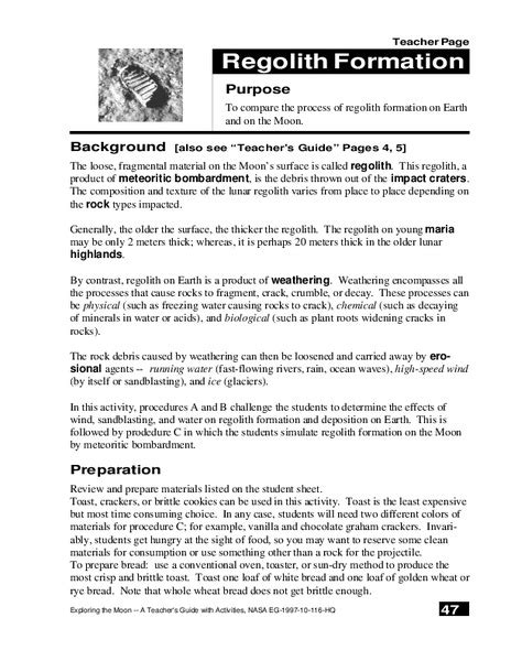 Regolith Formation Lesson Plan for 8th - 12th Grade | Lesson Planet