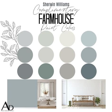 Sherwin Williams Complimentary FARMHOUSE Paint Color Palette Professional Paint Scheme Color ...