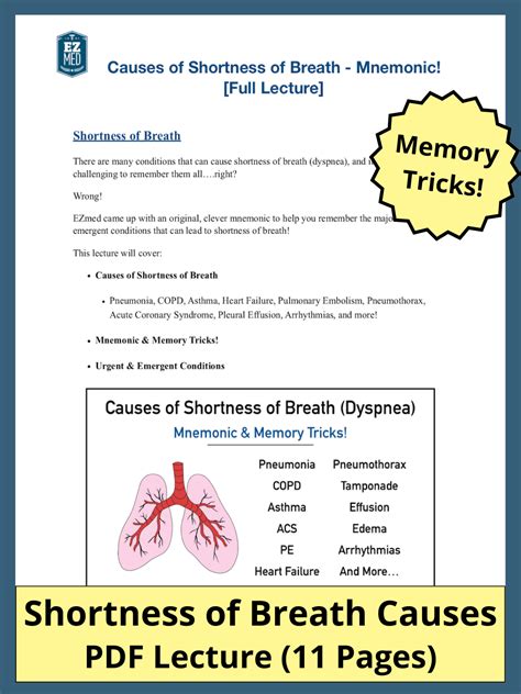 Causes of Shortness of Breath PDF: Pneumonia, COPD, Asthma, Heart Failure, PE, ACS, Pneumothorax ...