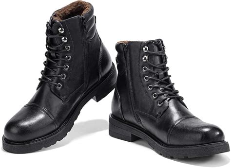 Amazon.com | GM GOLAIMAN Men's Motorcycle Snow Dress Boots - Lace Up Zip Cap Toe Ankle Boot ...