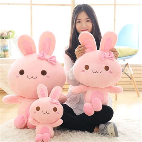 Pink Bunny Stuffed Animal Soft Toys For Girls Gifts Birthday Dolls Hare Baby Toys Stuffed ...