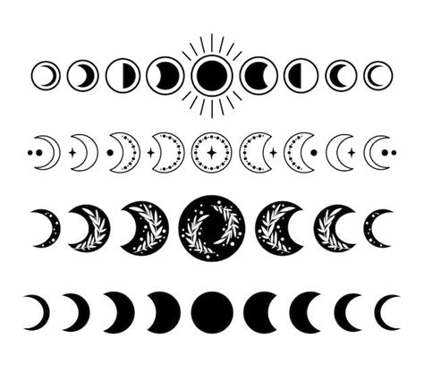 Premium Vector | Mystical boho moon phases isolated cliparts bundle celestial phase of the moon ...