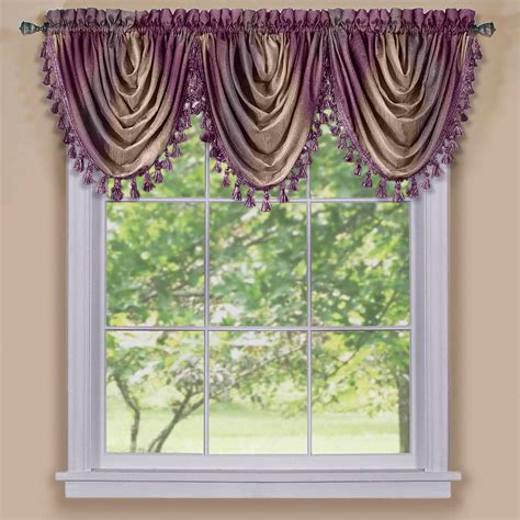 Achim Ombre Polyester Light Filtering Waterfall Valance, Aubergine, 46" x 42" - Walmart.com